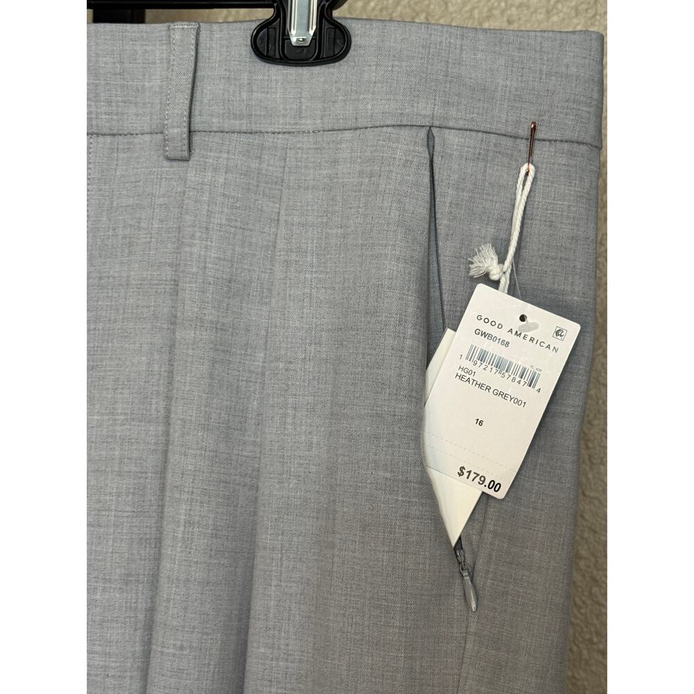 Good American Good ‘90s Pleated Wide Leg Pants Heather Grey 16 High Waist - NEW - Picture 7 of 9
